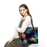 Butterfly Animal Printed Women Shoulder Handbags High Capacity Foldable Shopping