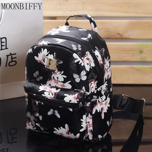 Butterfly Flower Children Backpack Floral Pattern PU Leather