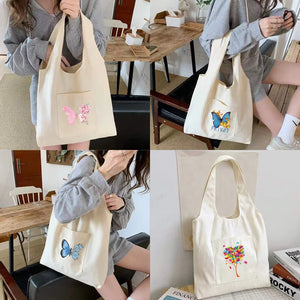 Butterfly Print Canvas Vest Bag Women's Casual Shoulder Bag