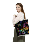 Butterfly Printed Cartoon Handbags Classic Floral High Capacity Foldable