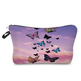 Butterfly Printed Women's Cosmetic Bag Animal Pencil Case Travel Storage Bag