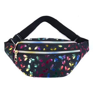 Butterfly Printed Waist Bag Women Fanny Pack Colorful Girls Bum Bag