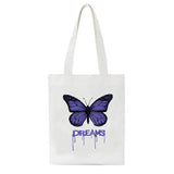 Butterfly Punk Canvas Women Shopping Bags Girl Shoulder Cloth Bags