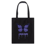 Butterfly Punk Canvas Women Shopping Bags Girl Shoulder Cloth Bags