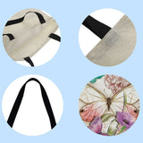 Butterfly Flower Linen Bag