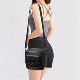 Button Rivet Crossbody Bag Women's PU Leather Shoulder Bags