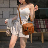 Button Rivet Crossbody Bag Women's PU Leather Shoulder Bags