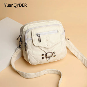 Button Rivet Crossbody Bag Women's PU Leather Shoulder Bags