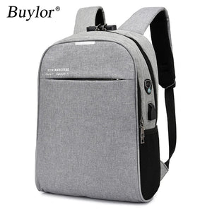 Buylor Business Backpack Men Anti Theft Lock Laptop Bag USB Charging Waterproof