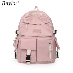 Buylor Canvas Women Backpack Travel Student School Bag for Girls