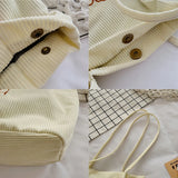 Buylor Corduroy Women's Tote Shoulder Bag Soft Eco Storage Handbag