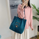 Buylor Corduroy Women's Tote Shoulder Bag Soft Eco Storage Handbag