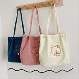 Buylor Corduroy Women's Tote Shoulder Bag Soft Eco Storage Handbag