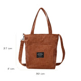 Buylor Crossbody Bag Corduroy Tote Bag Striped Cloth Shoulder Bag