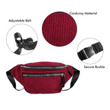 Corduroy Fanny Pack for Women Zipper Belt Bag