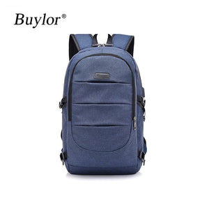 Buylor Men Backpack Waterproof Travel Bag USB Charging Backpack