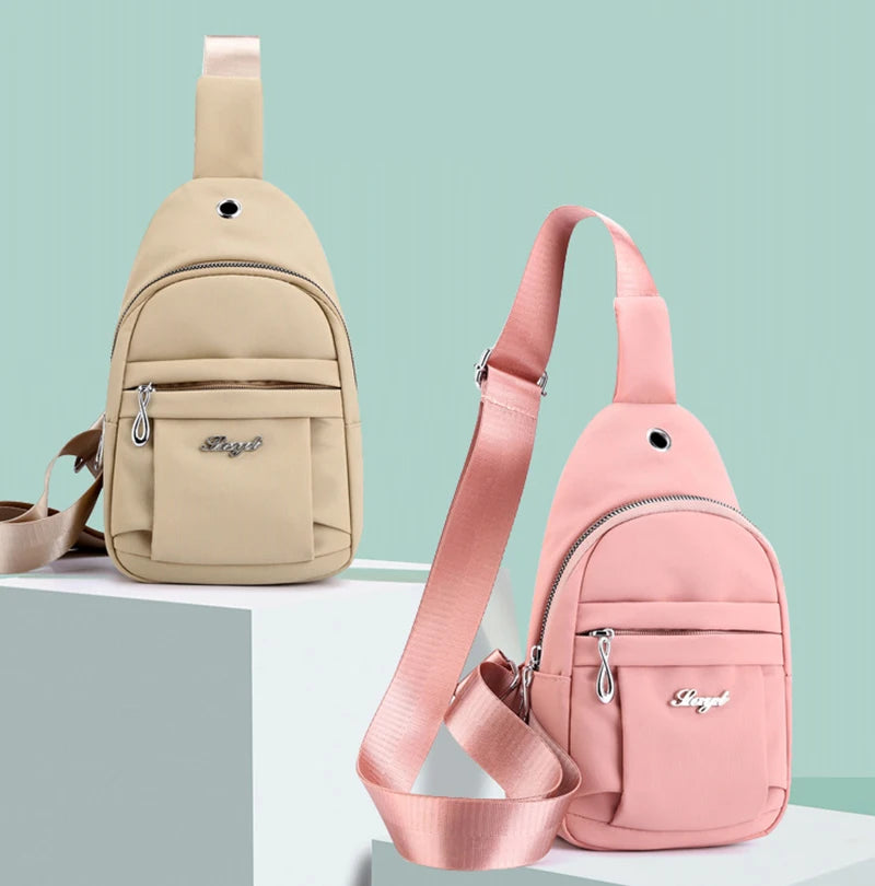 Buylor Sport Chest Bags Cusual Crossbody Bag for Women Shoulder Nylon Solid Ladi