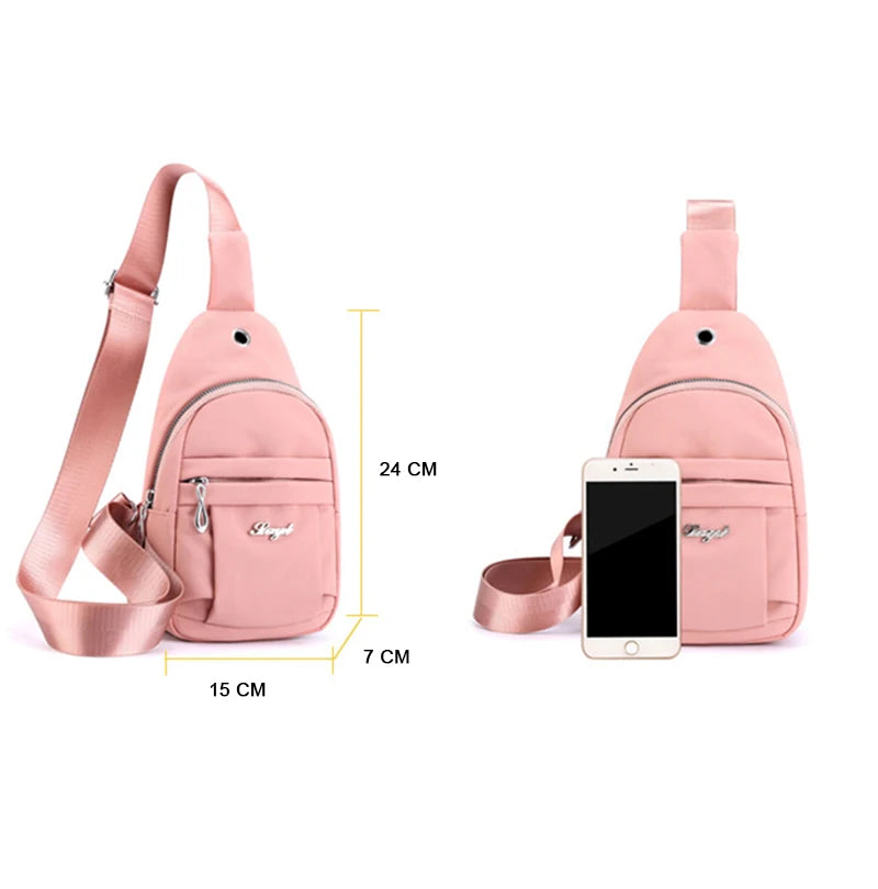 Buylor Sport Chest Bags Cusual Crossbody Bag for Women Shoulder Nylon Solid Ladi