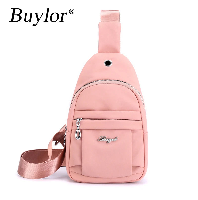 Buylor Sport Chest Bags Cusual Crossbody Bag for Women Shoulder Nylon Solid Ladi