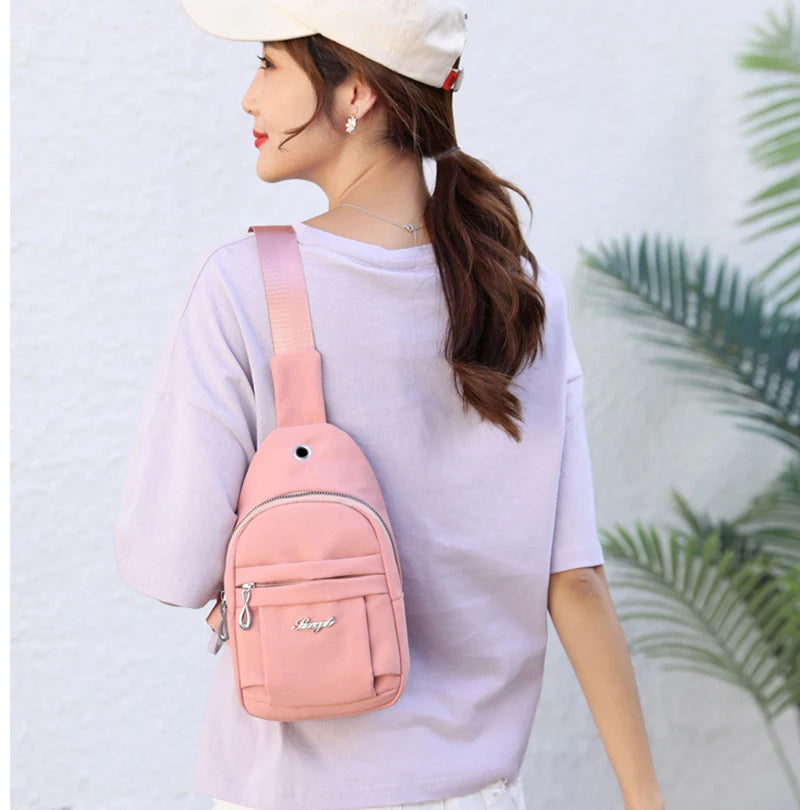 Buylor Sport Chest Bags Cusual Crossbody Bag for Women Shoulder Nylon Solid Ladi