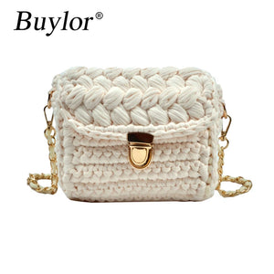Buylor Women's Woven Tote Bag Chain Knitting Crossbody Shoulder Bags