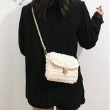 Buylor Women's Woven Tote Bag Chain Knitting Crossbody Shoulder Bags