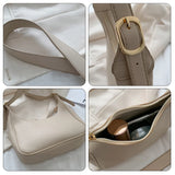 Buylor Female Shoulder Bag PU Leather Street Crescent Retro Mini Underarm Bag