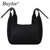 Buylor Female Shoulder Bag PU Leather Street Crescent Retro Mini Underarm Bag
