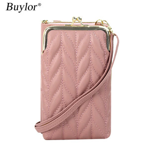 Buylor Hasp Cell Phone Purse Crossbody Leather Shoulder Bags for Women