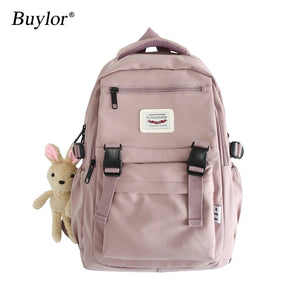 Nylon College Style Women Schoolbag Multilayer Travel Backpack