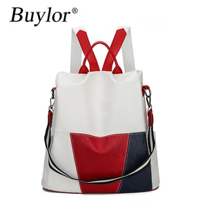 Buylor PU Leather Women Backpack Casual Outdoor Anti-Theft Travel Backpack