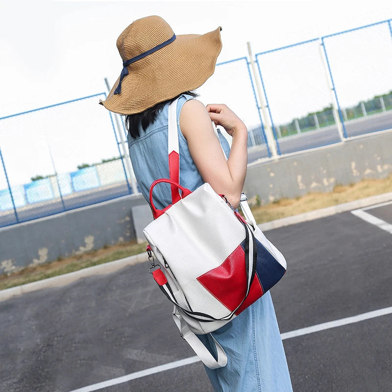 Buylor PU Leather Women Backpack Casual Outdoor Anti-Theft Travel Backpack