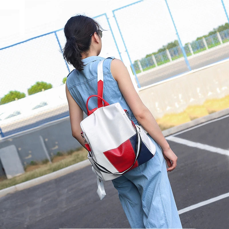 Buylor PU Leather Women Backpack Casual Outdoor Anti-Theft Travel Backpack
