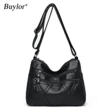 Buylor Soft Leather Shoulder Bag Casual Mother Bag Handbags