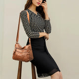 Buylor Soft Leather Shoulder Bag Casual Mother Bag Handbags