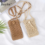 Buylor Summer Beach Bags Straw Crossbody Cell Phone Purse Tassel Shoulder Ba