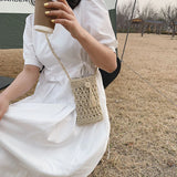 Buylor Summer Beach Bags Straw Crossbody Cell Phone Purse Tassel Shoulder Ba