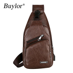 Buylor USB Charging Sports Chest Bag Casual Shoulder Bag for Women Men