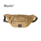 Buylor Waist Pack Sports Men Bag Canvas Belt Bag Travel Hip Bag Fanny Pack