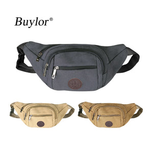 Buylor Waist Pack Sports Men Bag Canvas Belt Bag Travel Hip Bag Fanny Pack