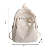Corduroy Backpack Stripe Schoolbag for Teenager Girls Boys