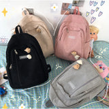 Corduroy Backpack Stripe Schoolbag for Teenager Girls Boys