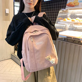 Corduroy Backpack Stripe Schoolbag for Teenager Girls Boys