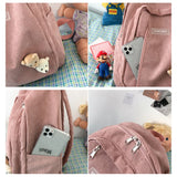 Corduroy Backpack Stripe Schoolbag for Teenager Girls Boys