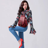 Buylor Women Backpack Leather Shoulder Bag Casual Large Capacity Female Backpack