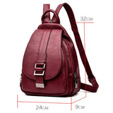 Buylor Women Backpack Leather Shoulder Bag Casual Large Capacity Female Backpack