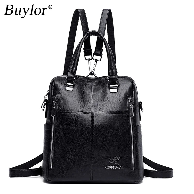 Buylor Women Backpack High PU Leather Multifunction Travel Backpack