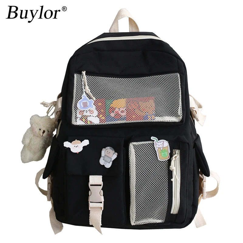 Buylor Women Backpack Nylon Waterproof Rucksack Teen Girls School Bag