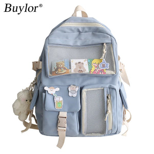 Buylor Women Backpack Nylon Waterproof Rucksack Teen Girls School Bag