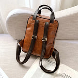 Buylor Women Backpack Retro PU Leather Student School Bag Waterproof